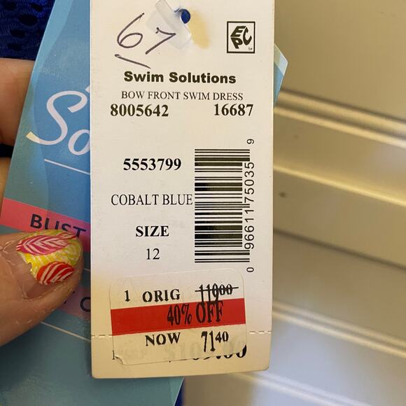 NWT Swim Solutions Tummy Control Bust Support Twist Front Crochet Swimdress - Picture 12 of 15